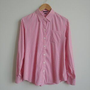 Theory Womens Medium pink white striped button down shirt blouse cotton